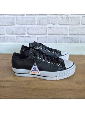 ⭐Rare Converse Lift Platform Leather Low Sz 7 Men's shoes Sneaker Black 173159C